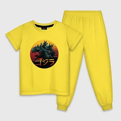 Пижама хлопковая детская Godzilla in circle, цвет: желтый