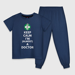 Пижама хлопковая детская Keep calm I??m a doctor, цвет: тёмно-синий