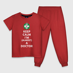 Пижама хлопковая детская Keep calm I??m a doctor, цвет: красный