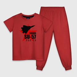 Пижама хлопковая детская Sukhoi SU - 57, цвет: красный