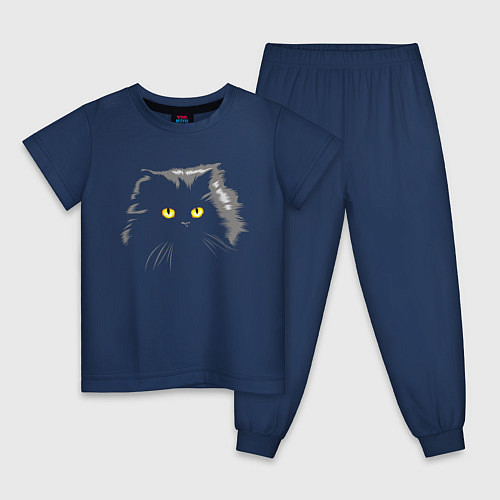 Детская пижама Грозовой, кошак пушистый / Тёмно-синий – фото 1