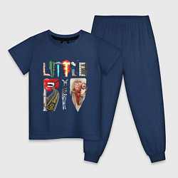 Пижама хлопковая детская Little Big, цвет: тёмно-синий