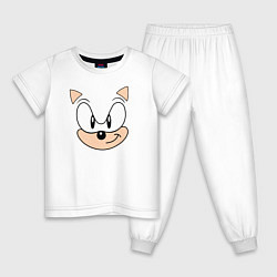 Пижама хлопковая детская Sonic лицо, цвет: белый
