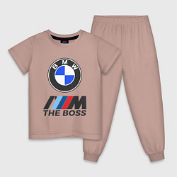 Пижама хлопковая детская BMW BOSS, цвет: пыльно-розовый