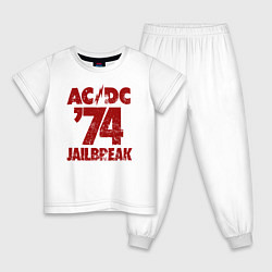 Пижама хлопковая детская ACDC 74 jailbreak, цвет: белый