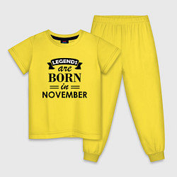 Пижама хлопковая детская Legends are born in November, цвет: желтый