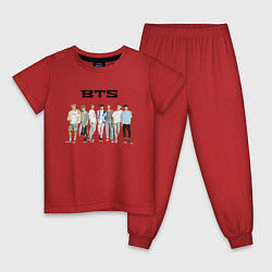Пижама хлопковая детская BTS группа, цвет: красный