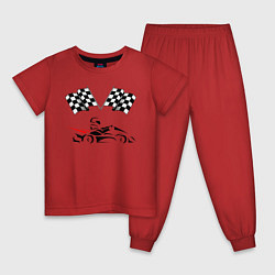 Пижама хлопковая детская Картинг, цвет: красный