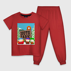 Пижама хлопковая детская ЮЖНЫЙ ПАРК, цвет: красный