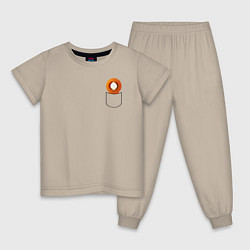 Пижама хлопковая детская Кенни в кармане, цвет: миндальный