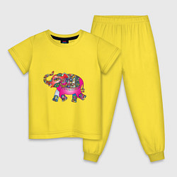 Пижама хлопковая детская Слон, цвет: желтый