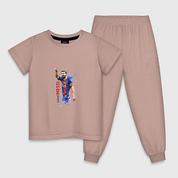 Пижама хлопковая детская Месси, цвет: пыльно-розовый