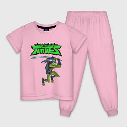 Пижама хлопковая детская Черепашки-ниндзя: Леонардо, цвет: светло-розовый