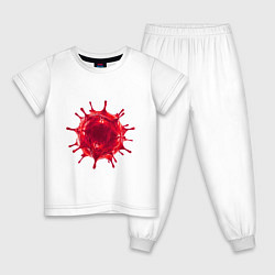 Пижама хлопковая детская Red Covid-19 bacteria, цвет: белый