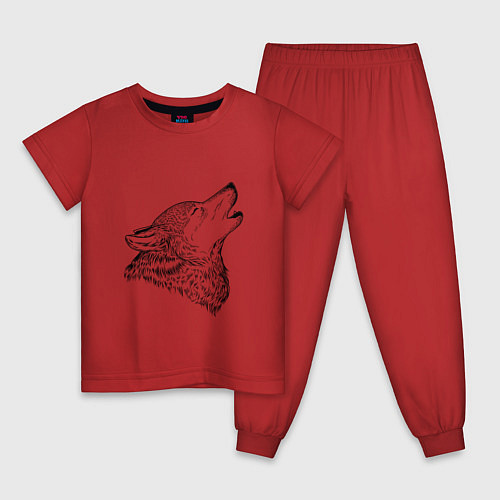 Детская пижама Поющий волк / Красный – фото 1