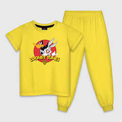 Пижама хлопковая детская Багз Банни и Даффи Дак, цвет: желтый