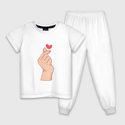 Пижама хлопковая детская Корейское сердечко, цвет: белый