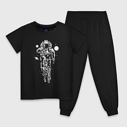 Пижама хлопковая детская Космонавт на велосипеде, цвет: черный