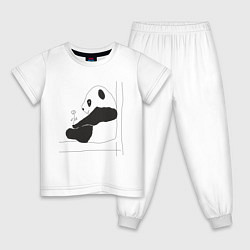 Пижама хлопковая детская Little Panda, цвет: белый