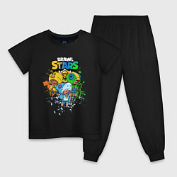 Пижама хлопковая детская Brawl Stars Leon Trio, цвет: черный