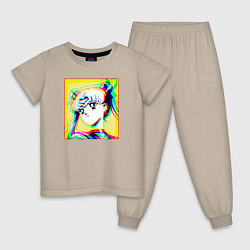 Пижама хлопковая детская Сейлор Мун Усаги Цукино Sailor, цвет: миндальный