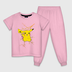 Пижама хлопковая детская Pikachu, цвет: светло-розовый