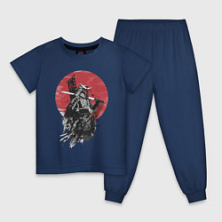 Пижама хлопковая детская Японский самурай, цвет: тёмно-синий