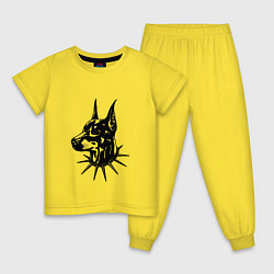 Пижама хлопковая детская Доберман Z, цвет: желтый