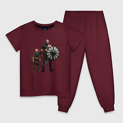 Пижама хлопковая детская GOD OF WAR, цвет: меланж-бордовый