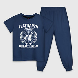 Пижама хлопковая детская Сообщество Плоской Земли, цвет: тёмно-синий