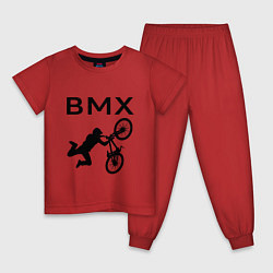 Пижама хлопковая детская Велоспорт BMX Z, цвет: красный