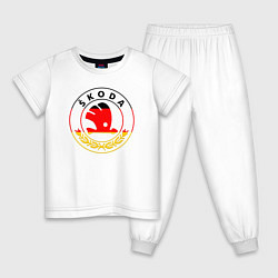 Пижама хлопковая детская Skoda Z, цвет: белый