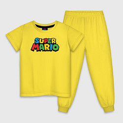 Пижама хлопковая детская Super mario, цвет: желтый