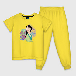 Пижама хлопковая детская Grace and Courage, цвет: желтый