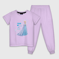Пижама хлопковая детская Эльза: Холодное сердце цвета лаванда — фото 1