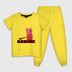 Пижама хлопковая детская ROBLOX: PIGGI, цвет: желтый