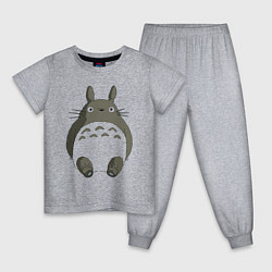 Пижама хлопковая детская Тоторо с прозрачным пузиком, цвет: меланж