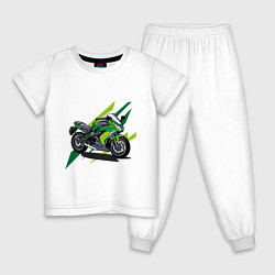 Пижама хлопковая детская GREEN MOTO Z, цвет: белый