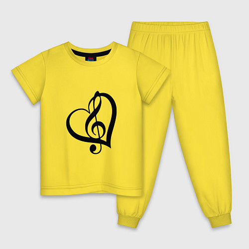 Детская пижама Скрипичный ключ в сердце / Желтый – фото 1