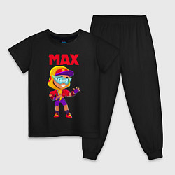 Пижама хлопковая детская БРАВЛ СТАРС МАКС MAX, цвет: черный