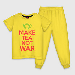 Пижама хлопковая детская Make tea not war, цвет: желтый
