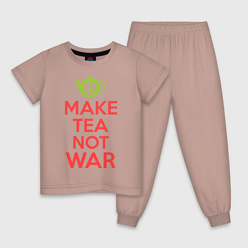 Детская пижама Make tea not war / Пыльно-розовый – фото 1