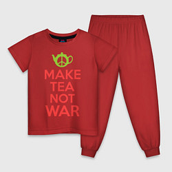 Пижама хлопковая детская Make tea not war, цвет: красный