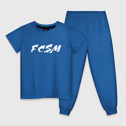 Пижама хлопковая детская FCSM, цвет: синий