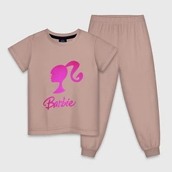 Пижама хлопковая детская Барби, цвет: пыльно-розовый