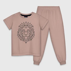 Пижама хлопковая детская Геометрический Лев, цвет: пыльно-розовый
