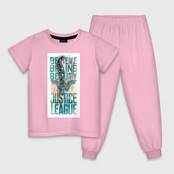 Пижама хлопковая детская Justice League, цвет: светло-розовый