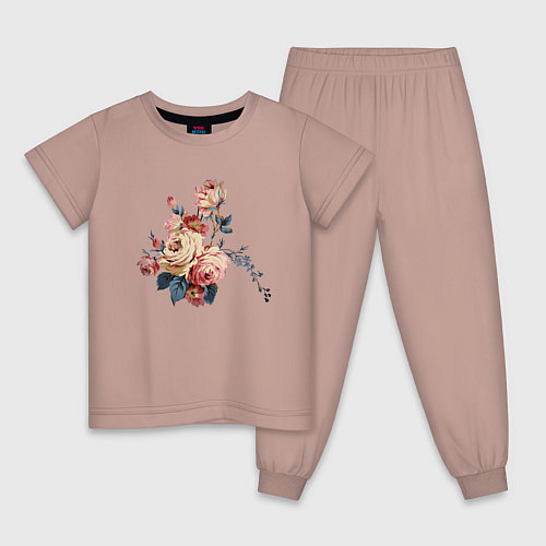 Детская пижама Цветы, арт / Пыльно-розовый – фото 1