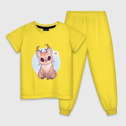 Пижама хлопковая детская Милый оленёнок, цвет: желтый