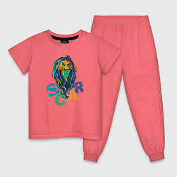 Пижама хлопковая детская Colourful Scar, цвет: коралловый
